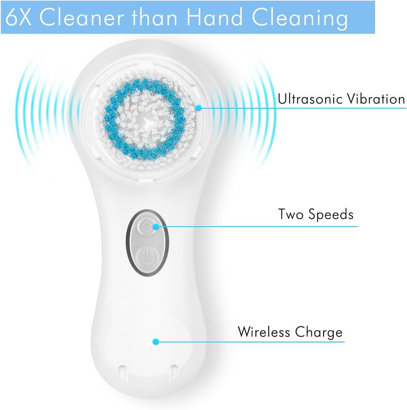Microtree Electric Facial Cleansing Brush, Sonic Vibrating Rechargeable Face Scrubber Exfoliator, 2 Speeds for Gentle Clean, Face Brushes for Cleansing, Waterproof Face Wash Brush - Image 4
